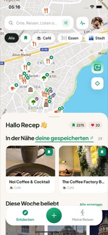 Der Kartenbildschirm in der App