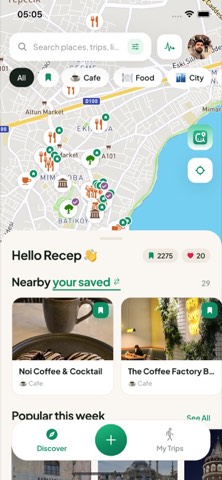 The map screen in the app
