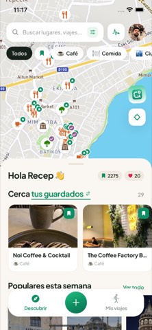 La pantalla de mapa en la app