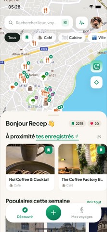 L’écran carte dans l’application