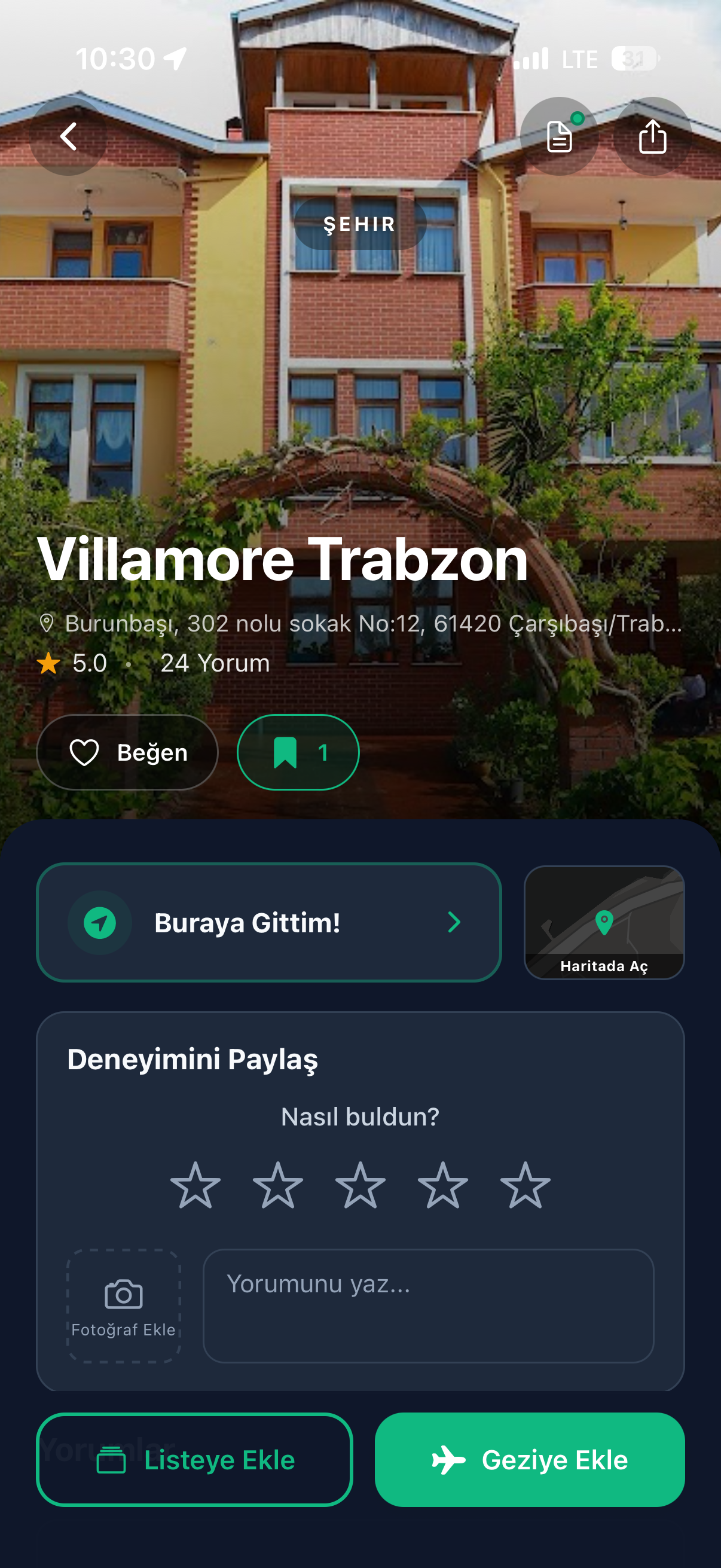 Mekan detay görünümü